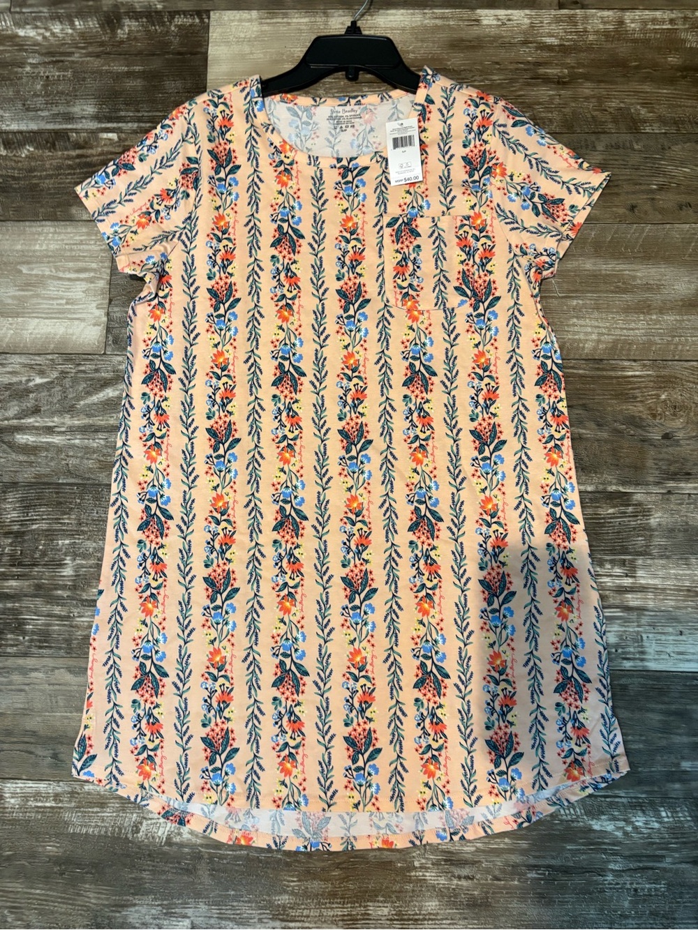 Vera Bradley Paradise Coral Stripe Short Sleeve Nightgown